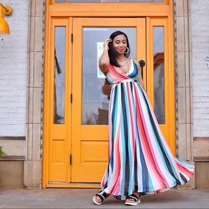 Express Rainbow stripe boho dress